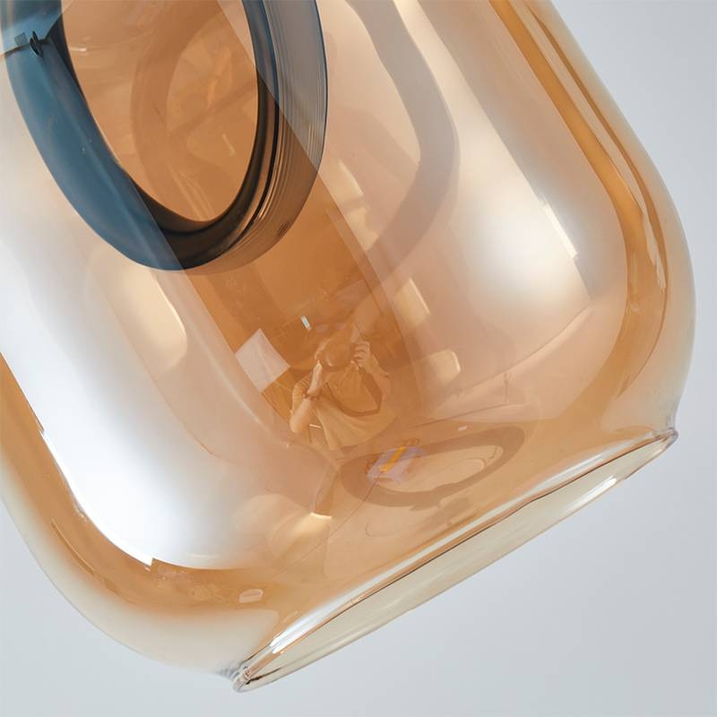Pendente Nordecor Ruzo 7 watts 3000K Preto e Âmbar Ø200x230mm 2793
