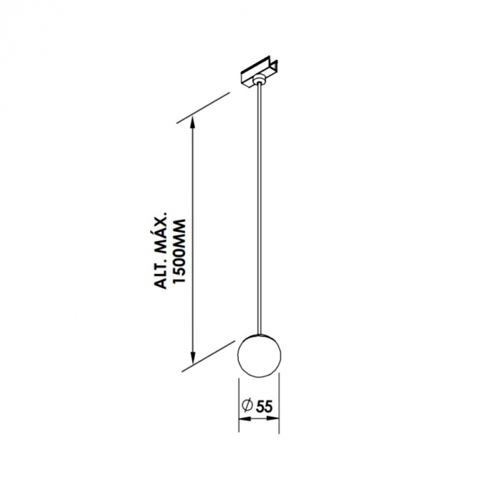 Modulo Newline Pendente Palla Fit15 2 watts 3000K   Ø55X55mm Cabo 1,5 Metros MO15011LED2
