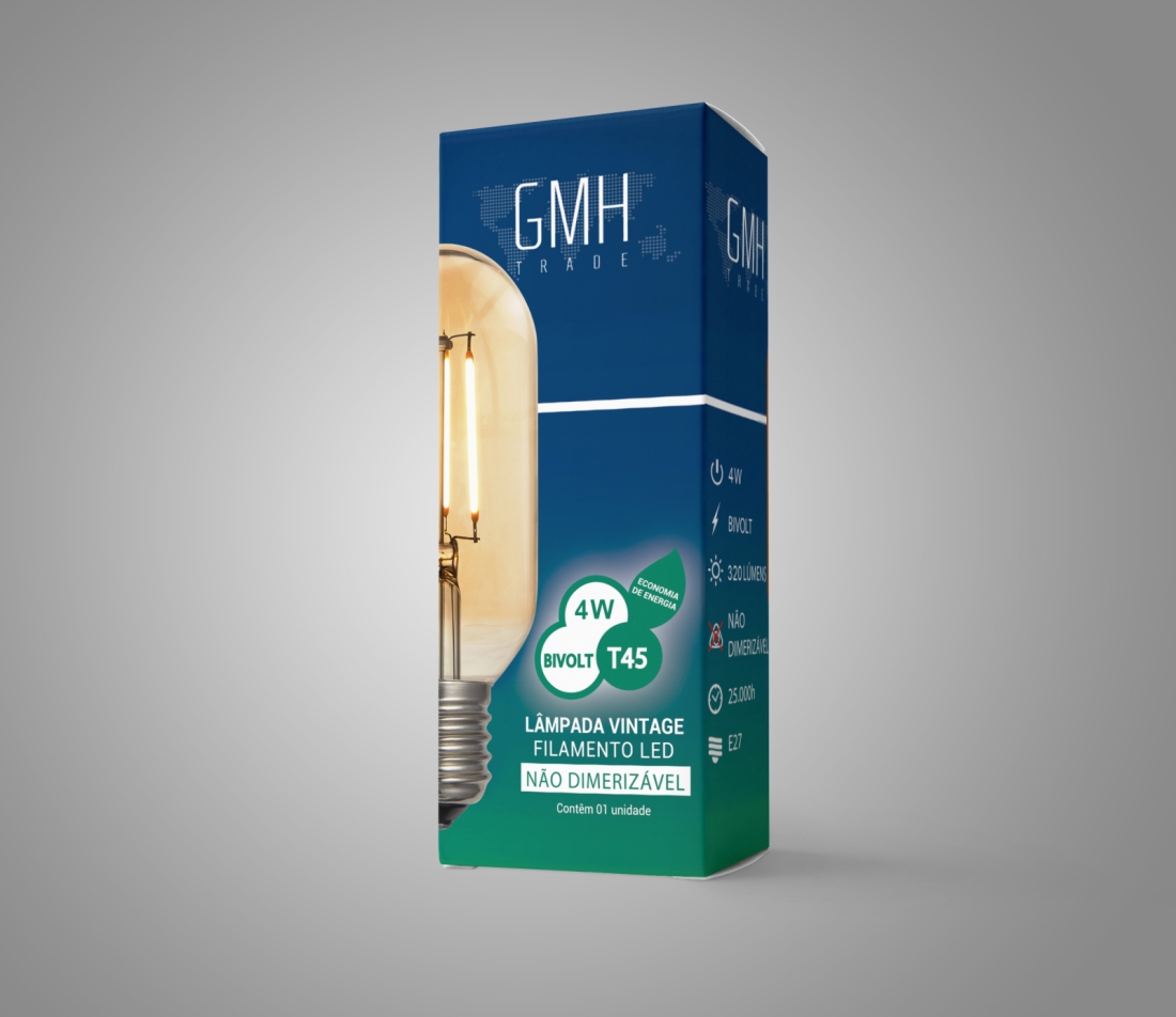 Lâmpada GMH T45 Squirel Cage 4 watts Bivolt 2200K LT45-SC-4W