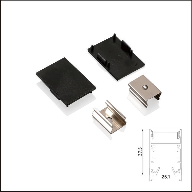 Kit de Tampa e Garra Nordecor para Perfil Sobrepor (4205) Preto 20 Unidades 4208