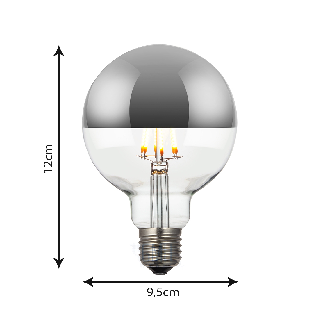 Lâmpada GMH G95 Defletora Prata 6 watts Bivolt 2200K LG95D-6W