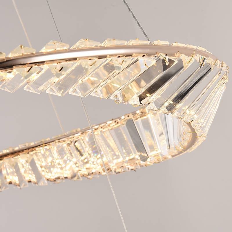 Pendente Nordecor Lezie Cristal 2 Mód 71 watts 3000K Ouro Brilho Ø400/600mm 2737