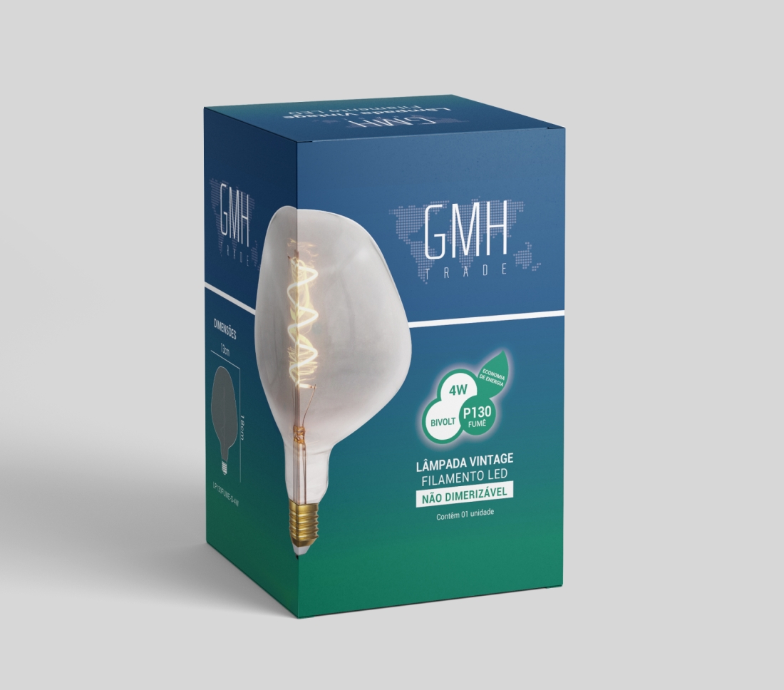 Lâmpada GMH P130 4 watts Spiral Fumê Bivolt 2200K LP130FUME-S-4W