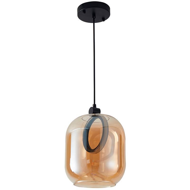 Pendente Nordecor Ruzo 7 watts 3000K Preto e Âmbar Ø200x230mm 2793