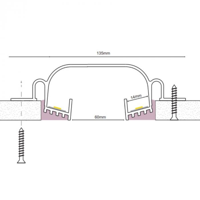 Perfil Newline Embutir Line Up Dupla para Fita de Led 1500x135x40mm SCPELD150