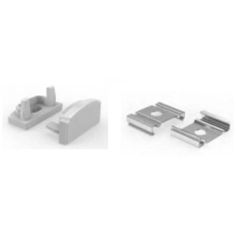 Kit de Tampa e Garra Nordecor para Perfil Embutir (4241) 7x25mm Branco 10 Unidades 4242