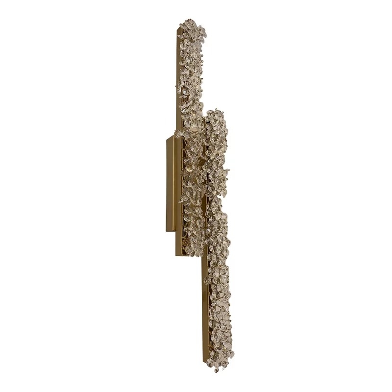 Arandela Artesanal Lampluz Stretto Dupla Alumínio e Cristal 19,2 watts 2700K 700x150mm 