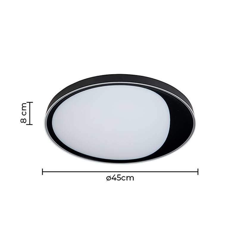 Plafon Nordecor Benn Redondo 29 watts 3000K Preto Ø450x80mm 2344