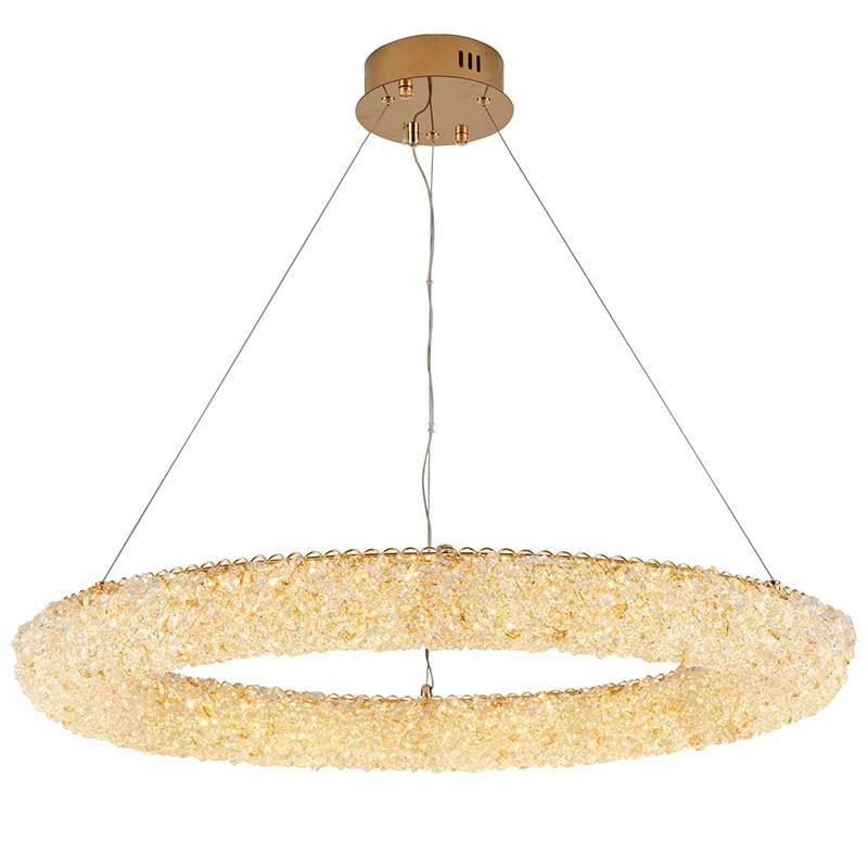Pendente Nordecor Jou Cir 60 watts 3000K Dourado Brilho Ø800mm 2772
