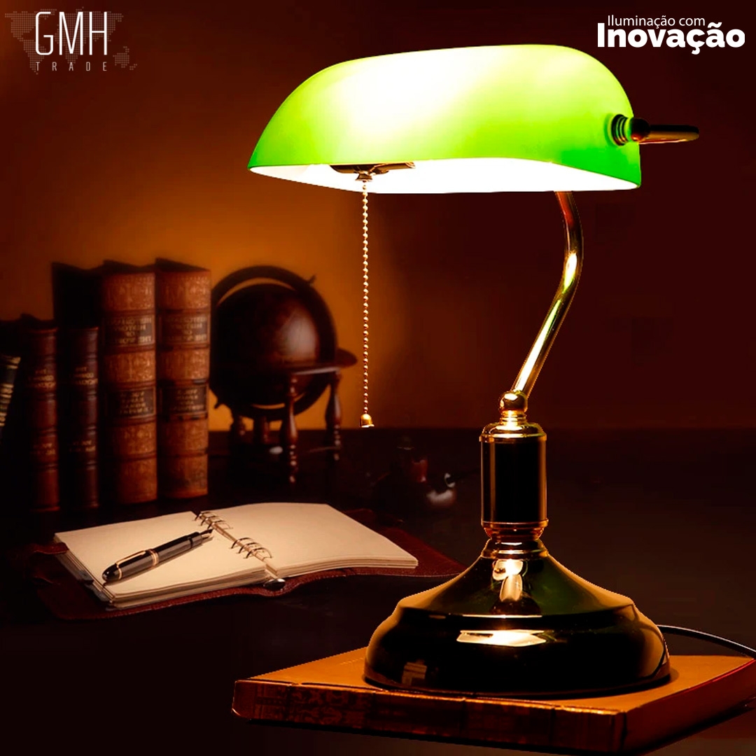 Luminária de Mesa GMH Banker Verde 1L E27 380x265mm Bivolt L-INGLESA-VERDE