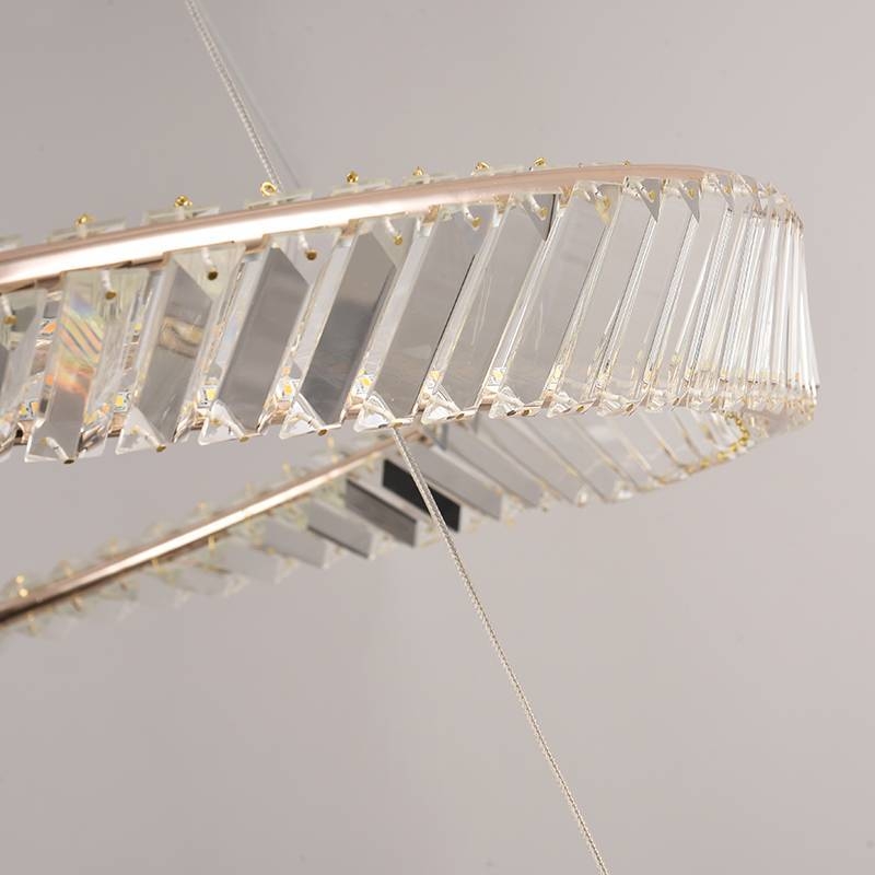Pendente Nordecor Lezie Cristal 2 Mód 97 watts 3000K Ouro Brilho Ø600/800mm 2738
