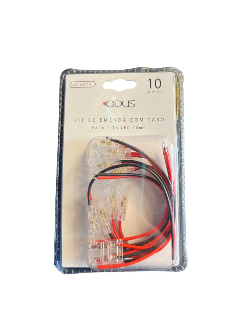 Kit 10 unidades Opus Emenda com Cabo para Fita 10mm Acrílico Transparente OPS 86732