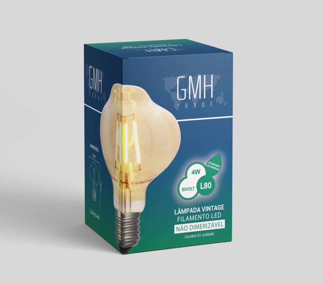 Lâmpada GMH L80 Bivolt 2200K Ø80x120mm LL80-SC-4W