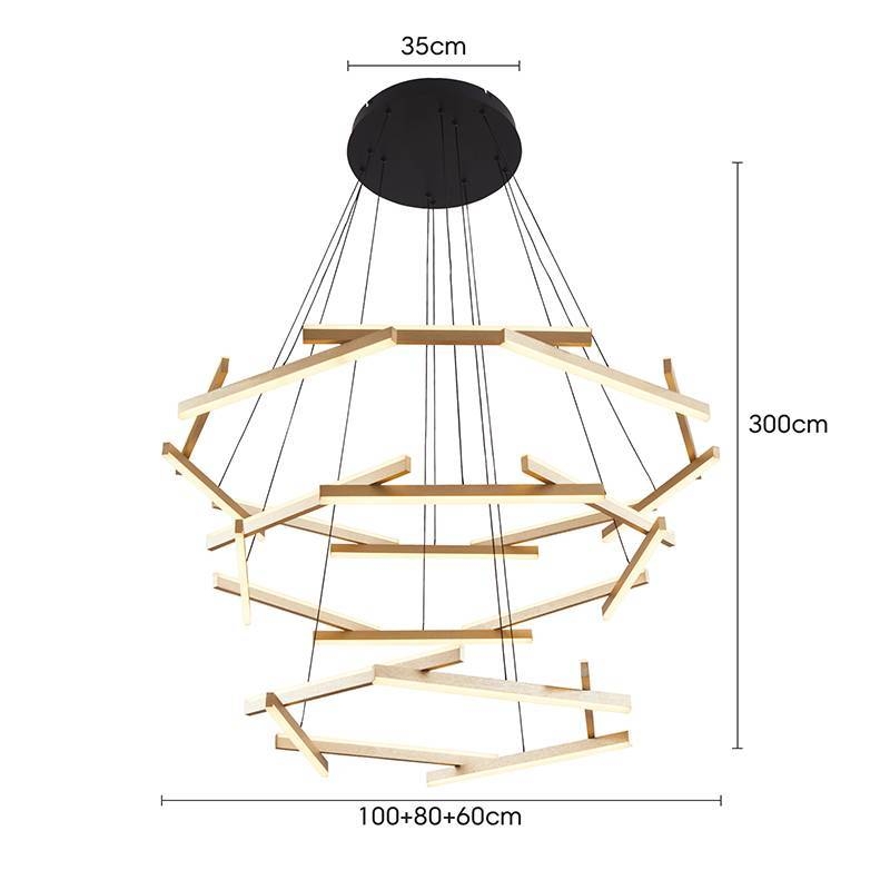 Pendente Nordecor Wida 185 watts 3000K Ouro Champagne 600/800/1000mm 2785
