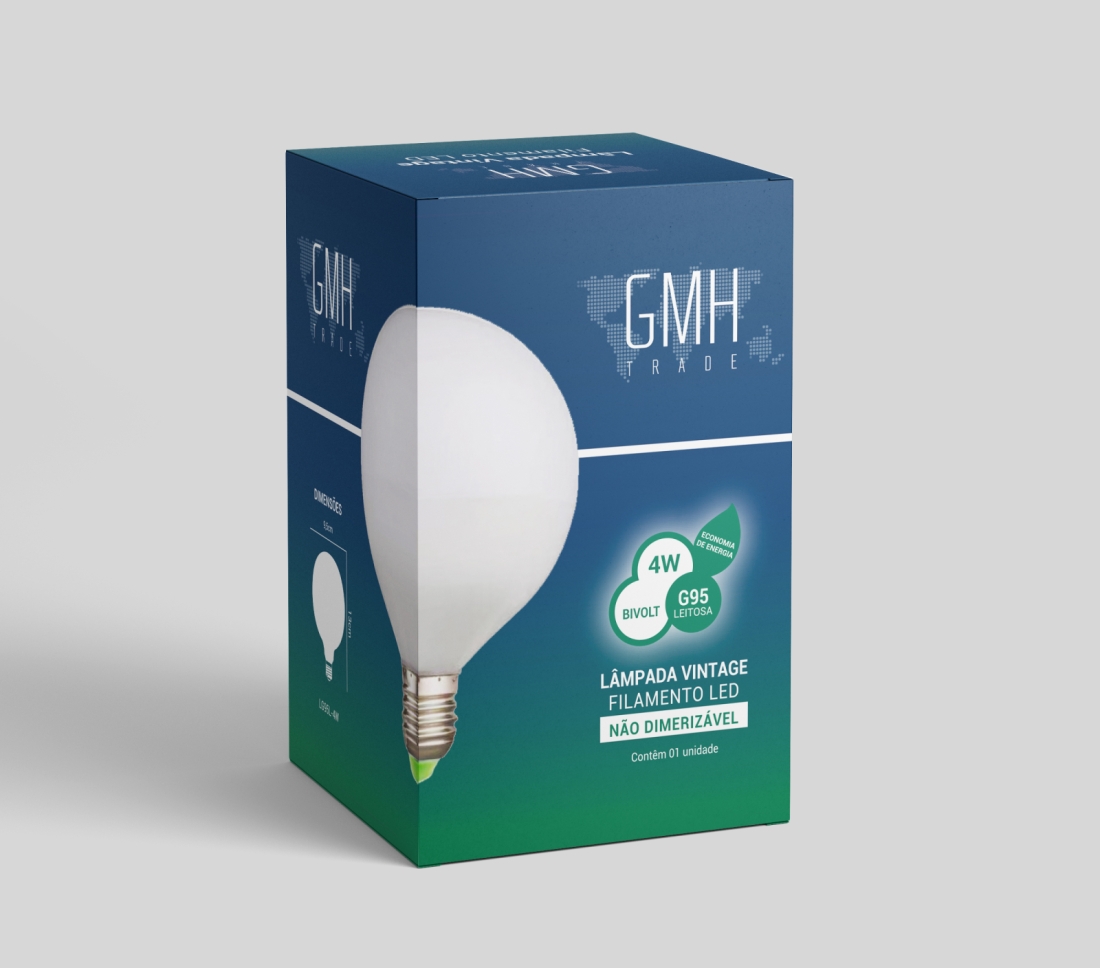 Lâmpada GMH G95 Leitosa 4 watts Bivolt 2200K LG95L-4W