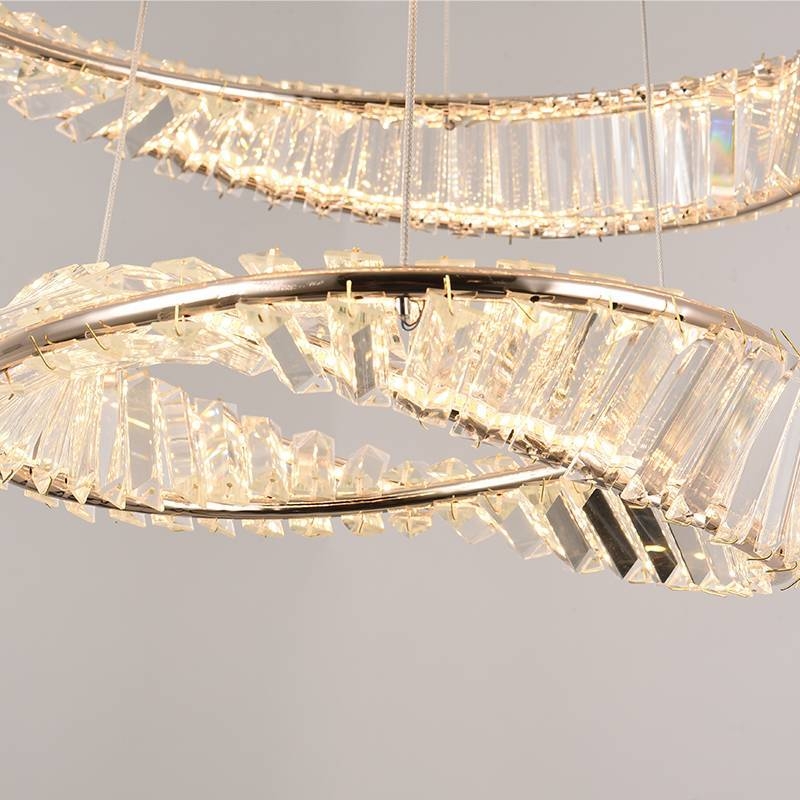 Pendente Nordecor Lezie Cristal 2 Mód 71 watts 3000K Ouro Brilho Ø400/600mm 2737