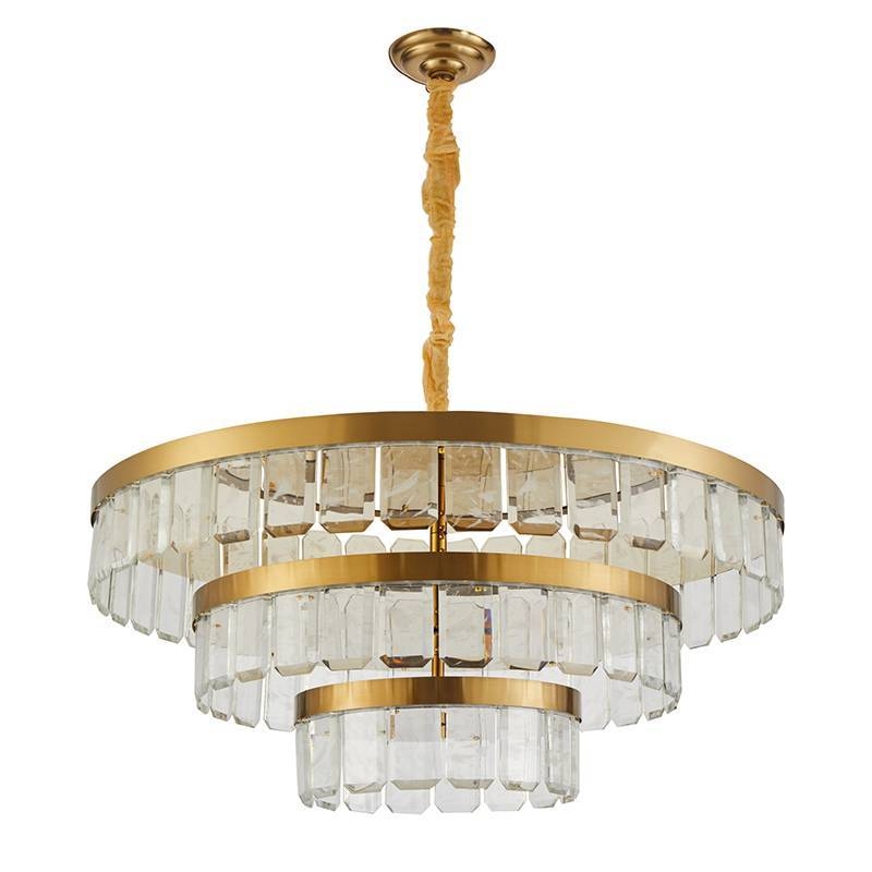 Pendente Nordecor Zylo 3 Mód 105 watts 3000K Dourado Brilho Ø850x390mm 2774