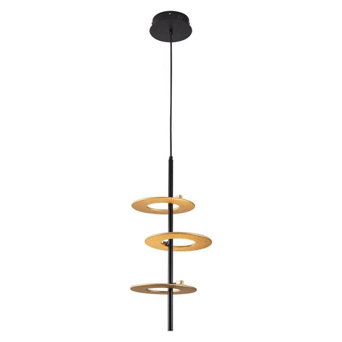 Pendente Nordecor Kote 3 Mód 30 watts 3000K Preto e Dourado 560x280mm 2759