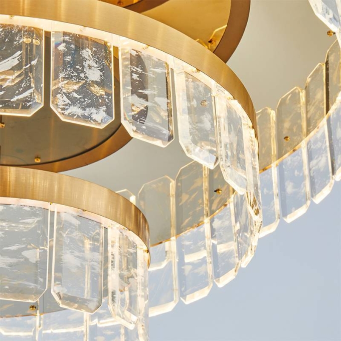 Pendente Nordecor Zylo 3 Mód 105 watts 3000K Dourado Brilho Ø850x390mm 2774