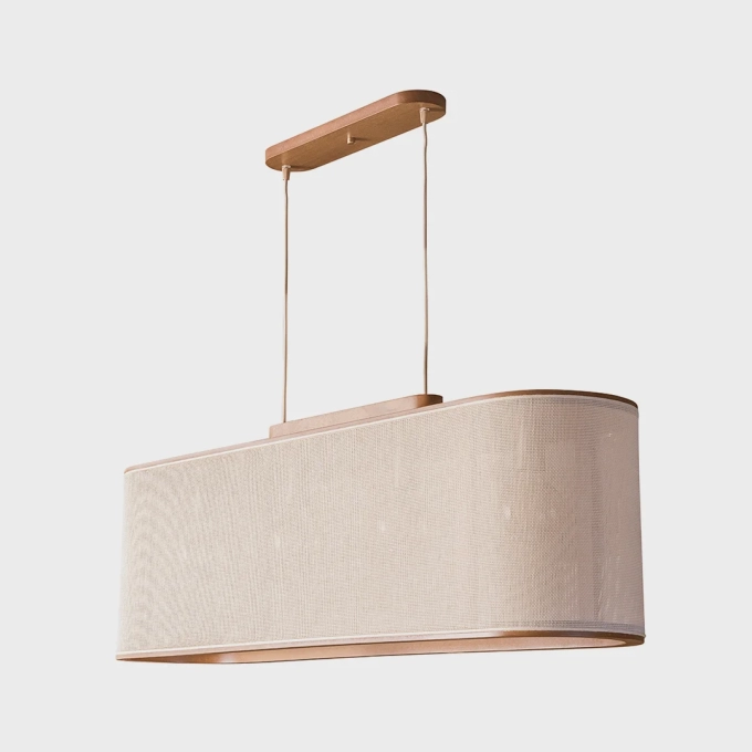 Pendente Madelustre Elíptico Madeira e Cúpula de Palha Sintética 4L E27 1050x320mm 3328
