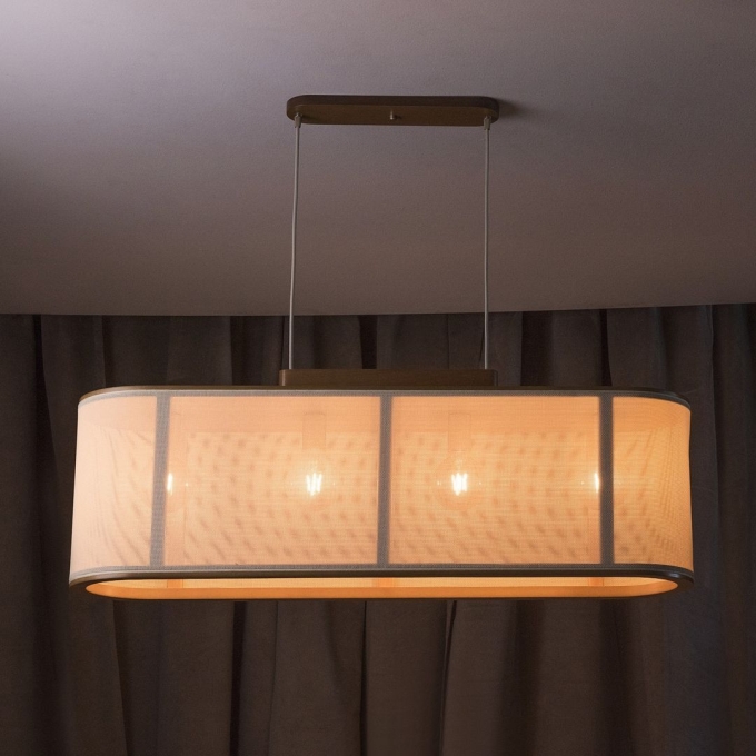 Pendente Madelustre Elíptico Madeira e Cúpula de Palha Sintética 4L E27 1050x320mm 3328