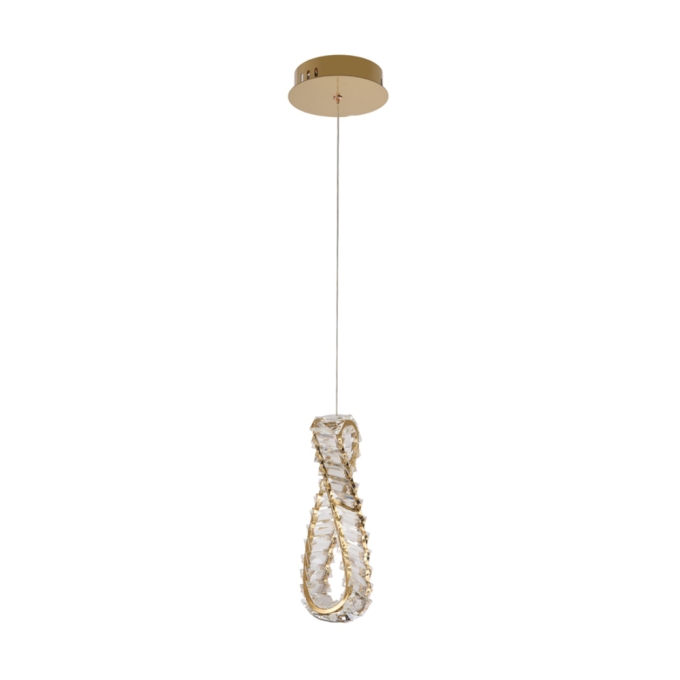 Pendente Nordecor Lezie IN Cristal 21 watts 3000K Ouro Brilho 320x125x35mm 2740