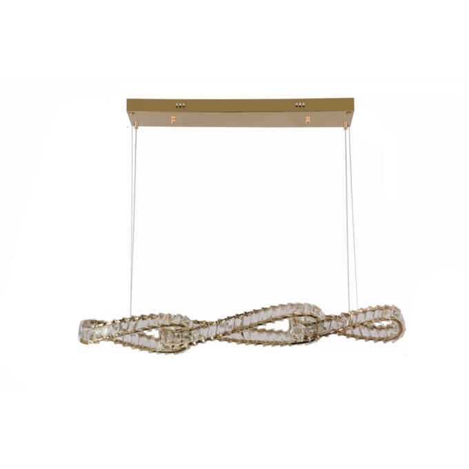 Pendente Nordecor Lezie Ori Cristal 68 watts 3000K Ouro Brilho 140x1150x35mm 2742