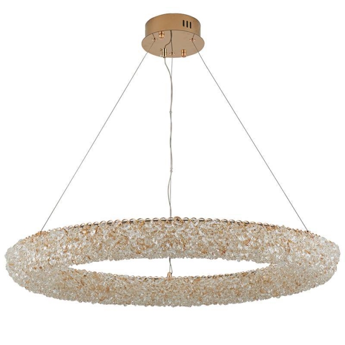 Pendente Nordecor Jou Cir 60 watts 3000K Dourado Brilho Ø800mm 2772