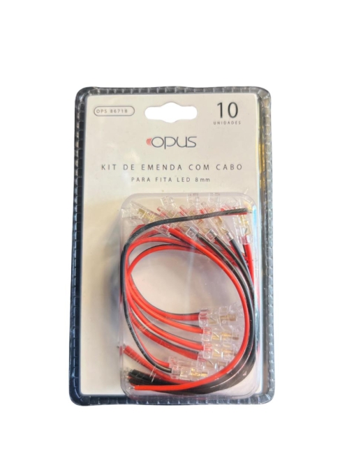 Kit 10 unidades Opus Emenda com Cabo para Fita 8mm Acrílico Transparente OPS 86718
