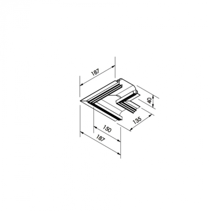 Perfil Embutido Newline Line Up Dupla Direita/Esquerda 187x187x40mm SCPELD000