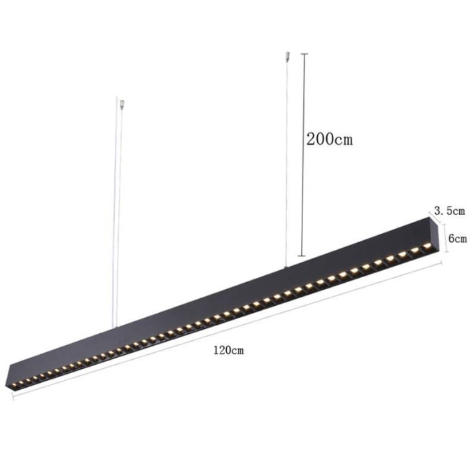 Pendente Nordecor Lyta Pro 40 watts 3000K Preto 60x35x1200mm 2836