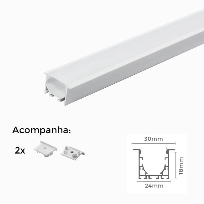 Kit de Tampa para Perfil Embutido Nordecor Branco 10 Unidades 43x20mm 4135