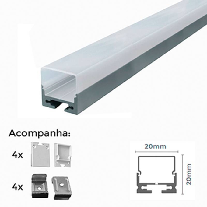 Perfil de Sobrepor Nordecor 20x20mm Barra de 3 metros Branco 4220