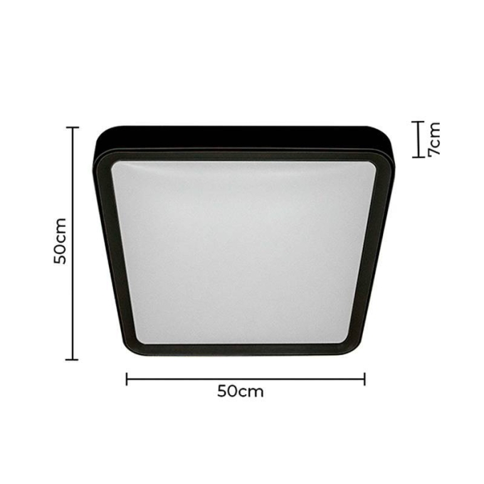 Plafon Nordecor Seny Quadrado 35 watts 3000K Preto 500x500x70mm 2348