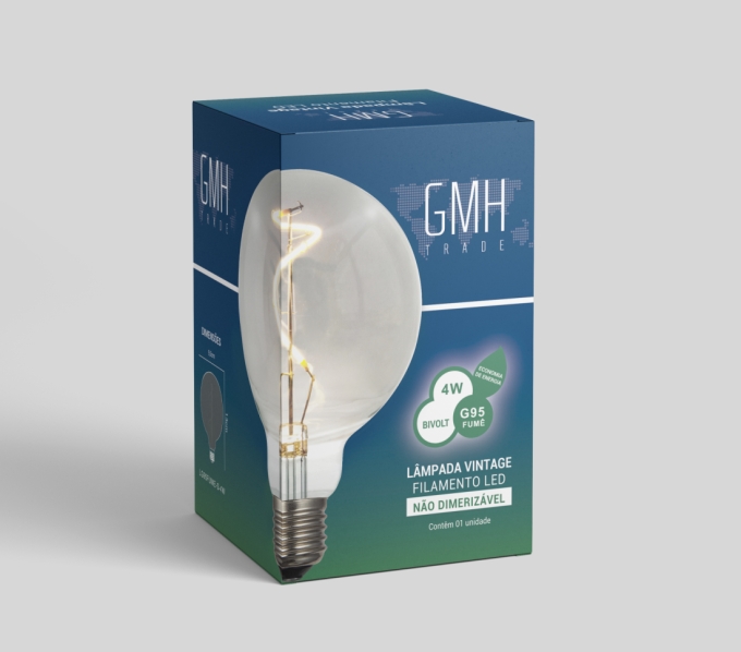 Lâmpada GMH G95 4 watts Spiral Fumê Bivolt 2200K LG95FUME-5-4W