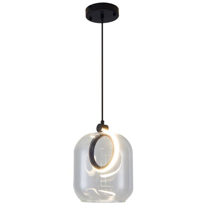 Pendente Nordecor Ruzo 7 watts 3000K Preto e Transparente Ø200x230mm 2792