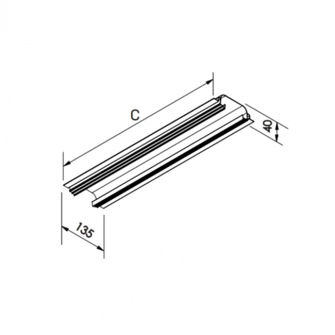 Perfil Newline Embutir Line Up Dupla para Fita de Led 1500x135x40mm SCPELD150