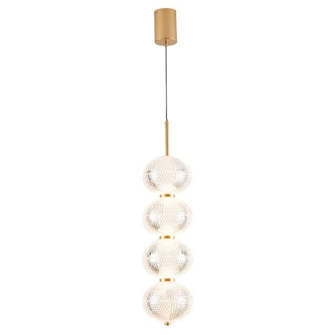 Pendente Nordecor Luse 4 Mód 28 watts 3000K Ouro Champagne Ø150x600mm 2796
