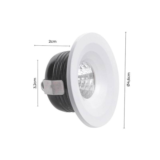 Mini Spot Embutido Nordecor Elysa Redondo 3 watts 3000K Branco Ø46x20mm 6004