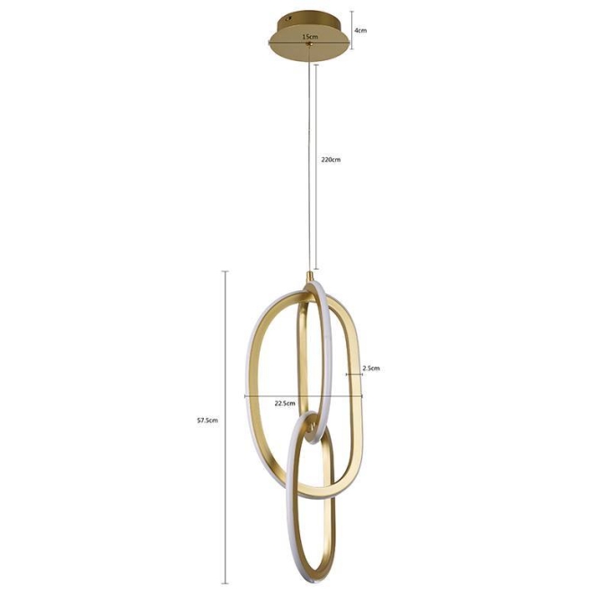 Pendente Nordecor Zena Ori 79 watts 3000K Ouro Champagne 575x225mm 2712