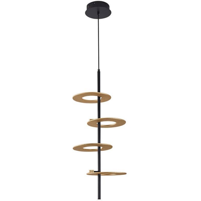 Pendente Nordecor Kote 4 Mód 40 watts 3000K Preto e Dourado 700x280mm 2760