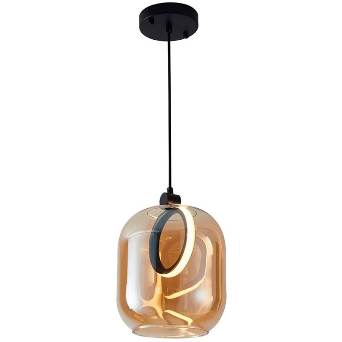 Pendente Nordecor Ruzo 7 watts 3000K Preto e Âmbar Ø200x230mm 2793