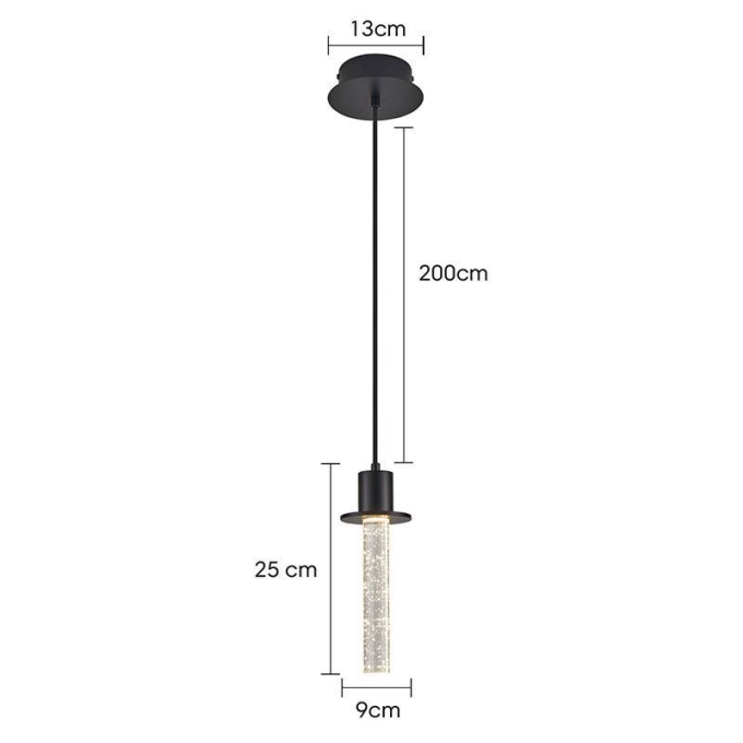 Pendente Nordecor Kalu 3 watts 3000K Preto Ø90x250mm 2767