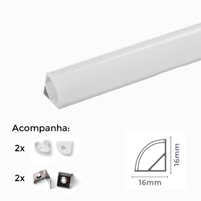Perfil Sobrepor de Canto Nordecor 16x16mm Barra de 3 metros Branco 4165