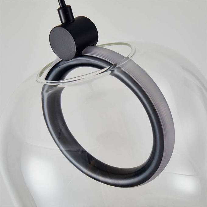 Pendente Nordecor Ruzo 7 watts 3000K Preto e Transparente Ø200x230mm 2792