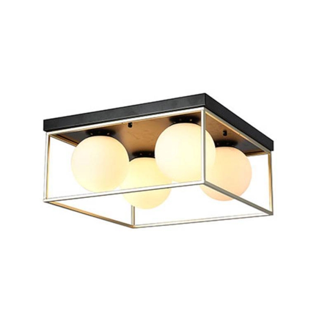Plafon Nordecor Cubo Globo 4L E27 Ouro e Preto 460x460x220mm 2254