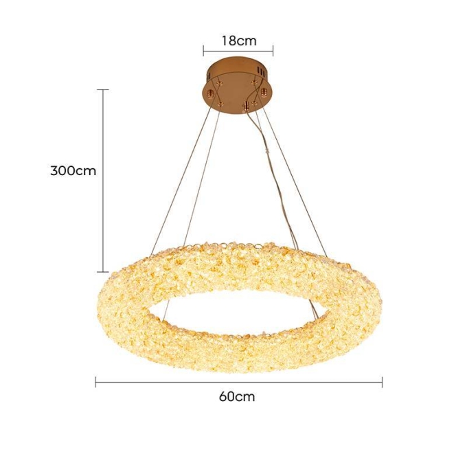 Pendente Nordecor Jou Cir 40 watts 3000K Dourado Brilho Ø600mm 2771