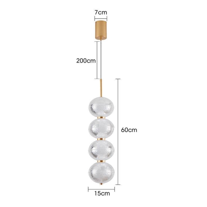 Pendente Nordecor Luse 4 Mód 28 watts 3000K Ouro Champagne Ø150x600mm 2796