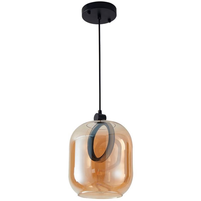 Pendente Nordecor Ruzo 7 watts 3000K Preto e Âmbar Ø200x230mm 2793