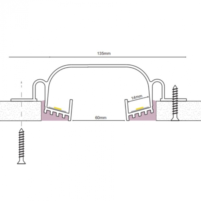 Perfil Newline Embutir Line Up Dupla para Fita de Led 1500x135x40mm SCPELD150